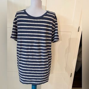 Men’s J Crew Navy & White Striped field knit Large